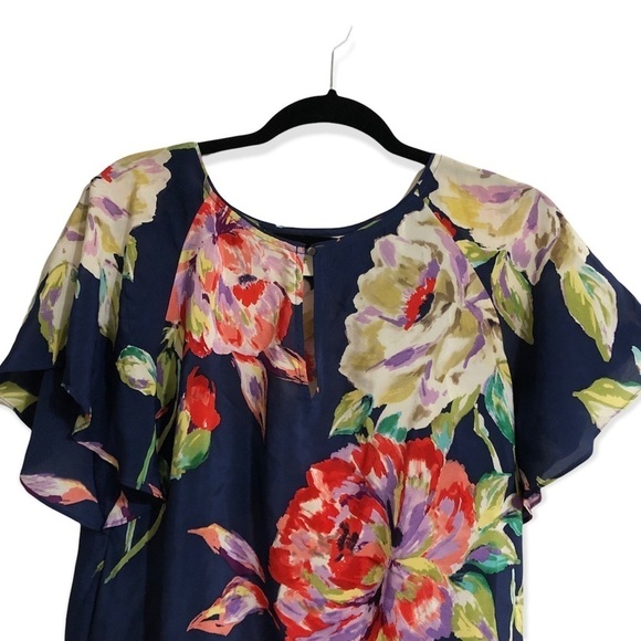Anthropology Maeve silk Gardenia floral flutter sleeve blouse - Picture 4 of 9